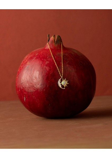 925 Ayar Gümüş Güneş & Ay Beyaz Opal Kolye – Altın & Rhodium Detaylı fiyatları