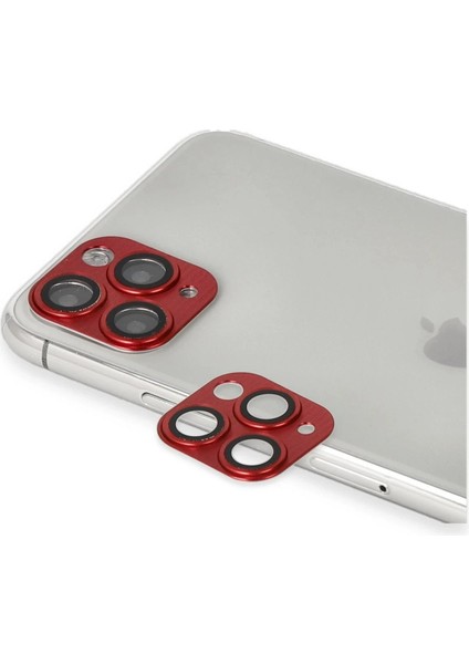 iPhone 11 Pro Max Pers Alüminyum Kamera Lens - KIRMIZI-(5796)
