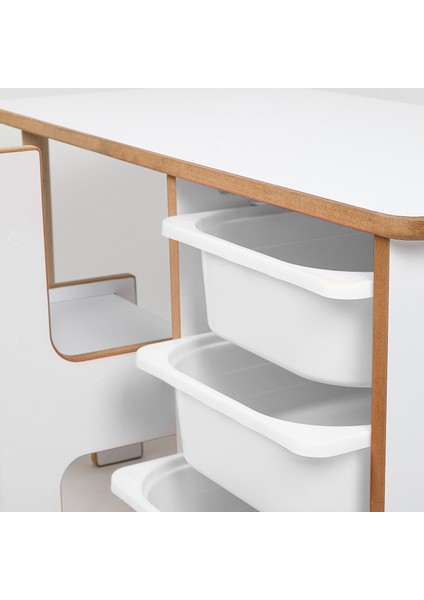 3 Çekmeceli Çocuk Etkinlik Masası - Beyaz Mdf - Beyaz Çekmeceli - 18MM 1.sınıf Mdf fiyatları