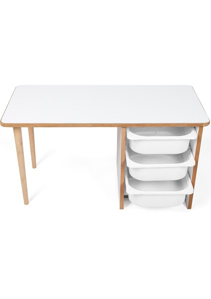 3 Çekmeceli Çocuk Etkinlik Masası - Beyaz Mdf - Beyaz Çekmeceli - 18MM 1.sınıf Mdf fırsatları