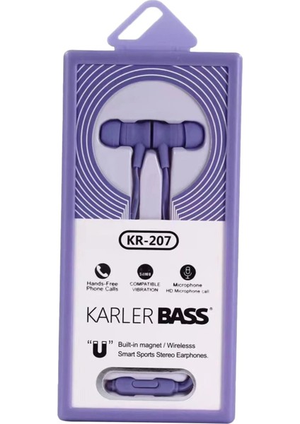 KR-207 Mıknatıslı Kablolu Kulaklık - MOR-(5796)