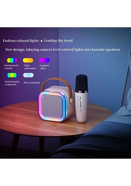 Kablosuz Mikrofonlu Karaoke Makinesi Taşınabilir Bluetooth Hoparlör Seti Bas Tiz Ayarlı 10.7X9X8 cm fırsatları