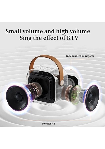 Kablosuz Mikrofonlu Karaoke Makinesi Taşınabilir Bluetooth Hoparlör Seti Bas Tiz Ayarlı 10.7X9X8 cm