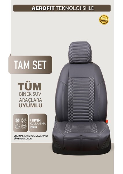 Nissan Qashqai Uyumlu Deri Oto Koltuk Kılıfı 5 Li Tam Set Revo Füme