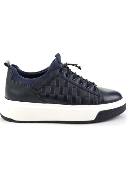 Lacivert Hakiki Deri Erkek Sneaker E01401021343