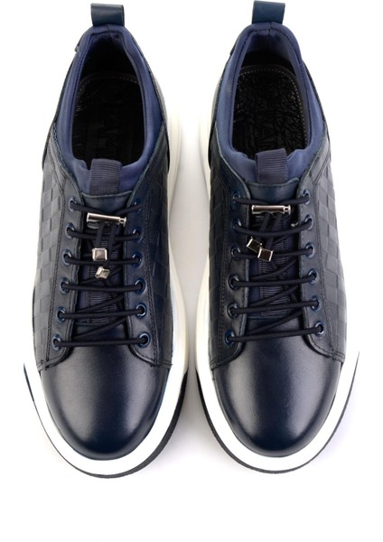 Lacivert Hakiki Deri Erkek Sneaker E01401021343 fırsatları