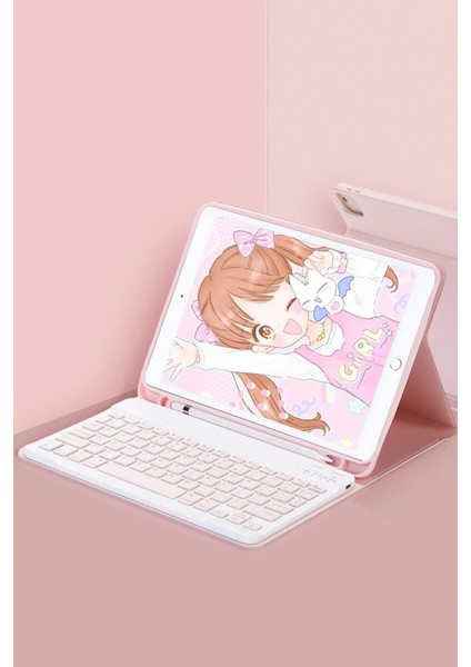Ipad 2022 10.9 (10.nesil) Kılıf KC01 Smart Klavyeli Tablet Kılıfı - Pembe