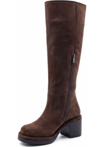 Cassido C1235 Hakiki Süet Deri 6 cm Topuk Kadın Diz Altı Kahverengi Süet Çizme fırsatları