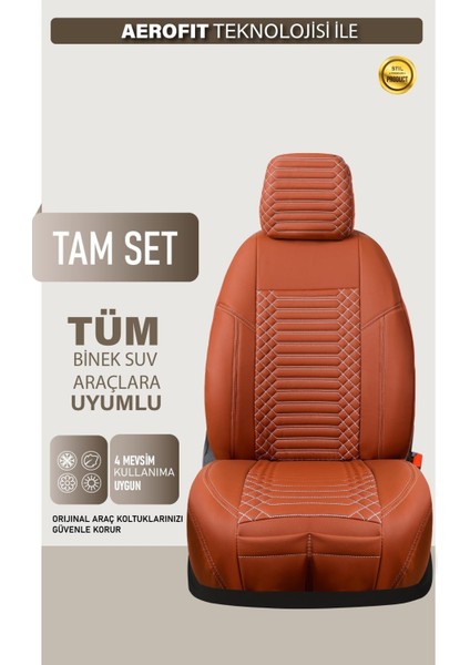 Ford Focus 4 Uyumlu Deri Oto Koltuk Kılıfı 5 Li Tam Set Revo Tarçın