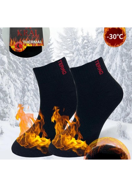 Termal Erkek Kışlık Havlu Patik Çorap (5 Çift) Siyah Renk fiyatları