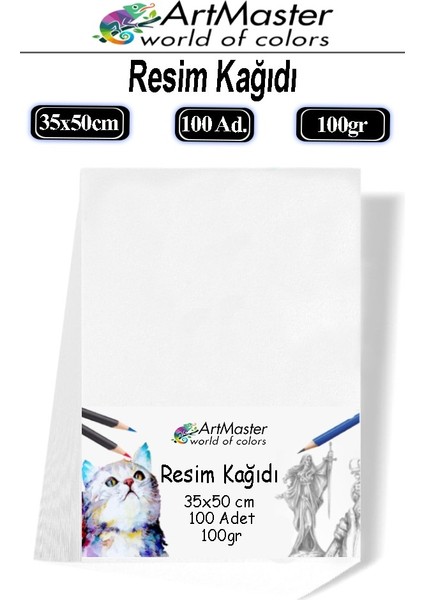 Resim Kağıdı 35X50 100 Lü Paket 100 gr 1 Paket 35*50 Resim Kartonu Kuru Boya Pastel Boya Guaj Boya Sulu Boya Resim Sanat