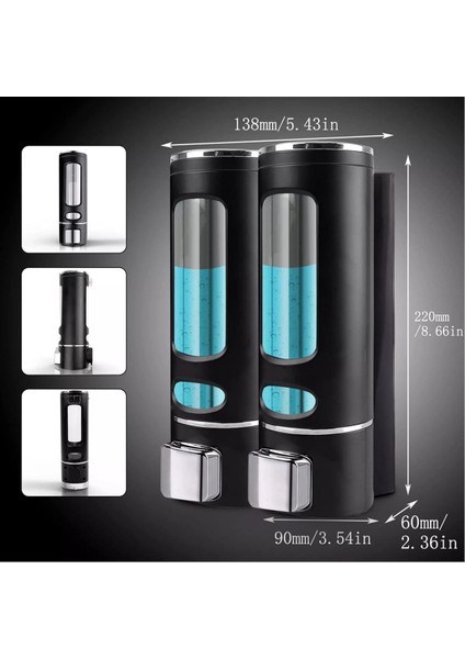 Dln Shop 2 Adet Siyah Duvara Monte Manuel Sabunluk Sıvı Lavabo Sabunluk El Sabunu D-52 fiyatları