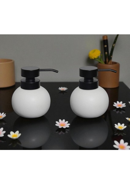 Porselen Sıvı Sabunluk Deterjanlık Tombul Beyaz Sıvı Sabunluk Mutfak Banyo Sabunluk 2 Adet modelleri