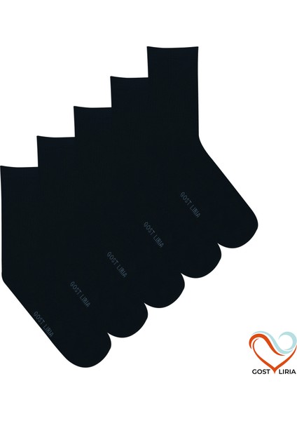 Gost Liria- 5’li Siyah Ribanalı Unisex Soket Çorap