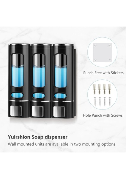 Dln Shop 3 Adet Siyah Sıvı Sabunluk Plastik 400 ml Duş Jeli Şampuan Şişesi , Hastane, Banyo, Mutfak D-52 fiyatları