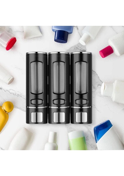 Dln Shop 3 Adet Siyah Sıvı Sabunluk Plastik 400 ml Duş Jeli Şampuan Şişesi , Hastane, Banyo, Mutfak D-52 fırsatları