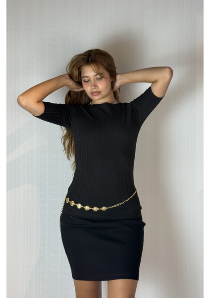 Kadın Kayık Yaka Yarım Kol Fitilli Bluz fırsatları