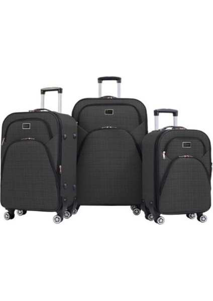 3'lü Valiz Seti 4 Teker Kumaş Valiz Lüx