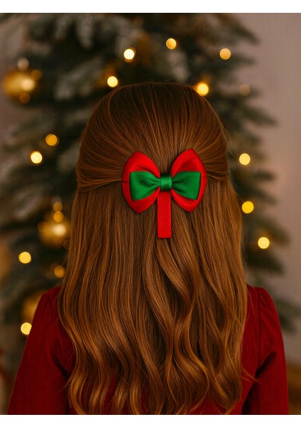 Yılbaşı Temalı Kırmızı Yeşil Saten Fiyonk Toka – 2’li Set | El Yapımı fiyatları