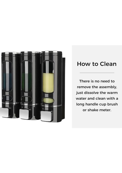 Dln Shop 3 Adet Siyah 400 ml Duvara Monte Manuel Sabunluk Banyo , Mutfak El Sıvı Şampuan Duş Jeli D-52 fırsatları