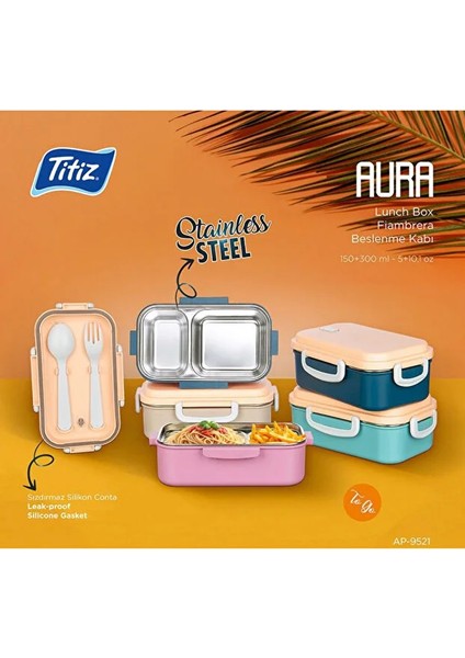 Titiz Aura Çelik Bölmeli Beslenme Kutusu 450 ml