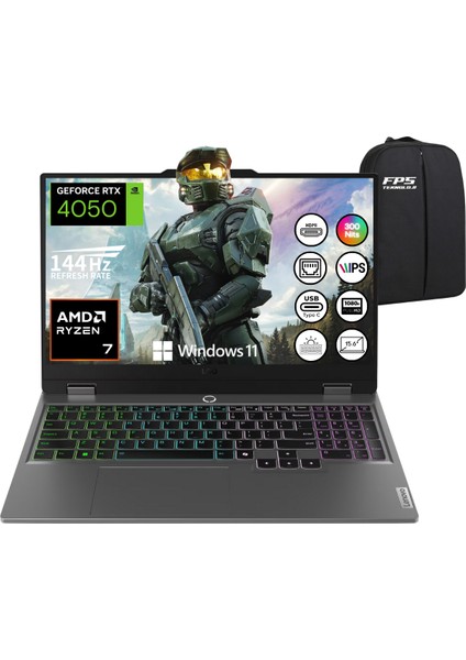 Loq 15ARP9 Ryzen 7 7435HS RTX4050 32GB Ram 2tb SSD 15.6" Fhd IPS 144Hz W11 83JC00FHTR Taşınabilir Bilgisayar