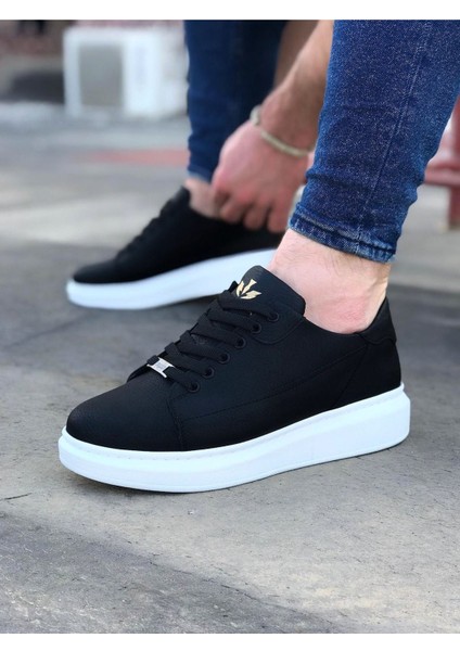 Siyah Bağcıklı Kalın Taban Casual Erkek Ayakkabı