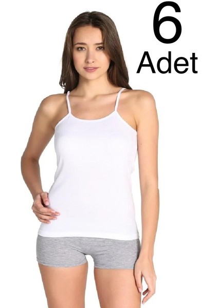 Mc Morcity Tutku Kadın 6"lı Ribana Pamuklu Ip Askılı Atlet 0135