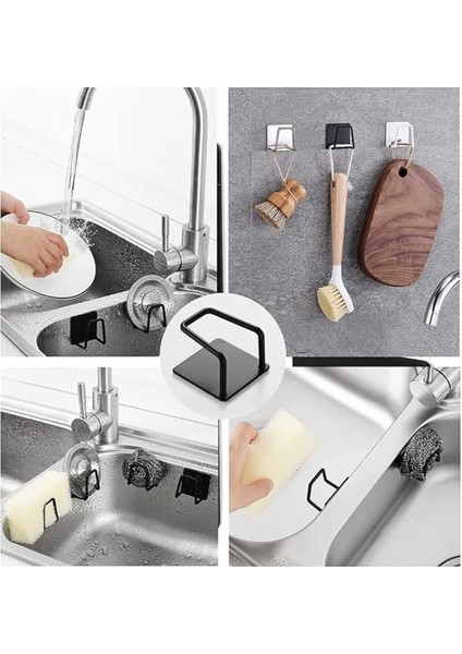 Dilan Store 4 Adet Siyah Sünger Askılığı Evye Sünger'liği Banyo Mutfak Düzenleyici Musluk Yanı Sünger'lik D-1 indirimleri