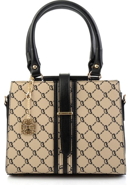 Bej 1 Siyah Kadın El Çantası C06650266651