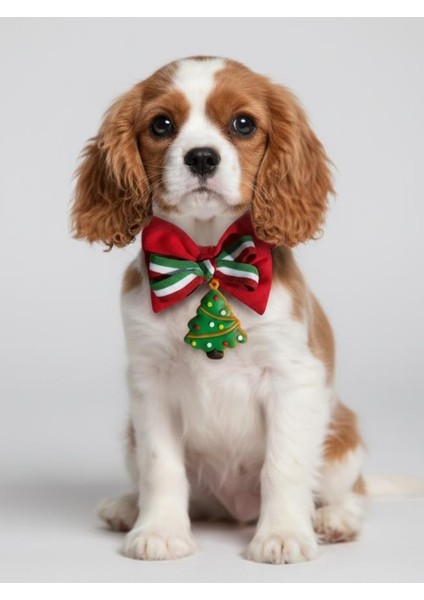 Yılbaşı Ağacı Küçük Irk Köpek Papyon Tasması | Kırmızı Fiyonk Boyun Aksesuarı | Noel Temalı Köpek Süsü