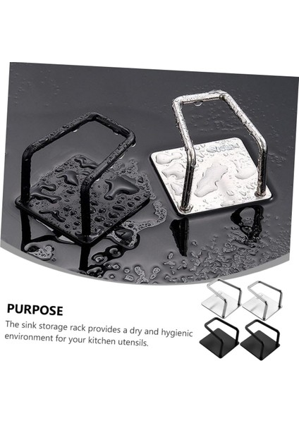 Dilan Store 4 Adet Siyah Musluk Yanı Sünger'lik Sünger Askılığı Evye Sünger'liği Banyo Mutfak Düzenleyici D-1 indirimleri