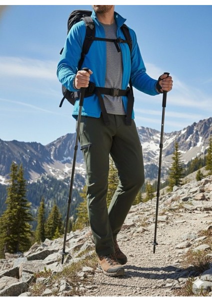 Haki Trekking ve Outdoor Softshell Pantolon – Sıcak Tutan, Esnek ve Rahat Kesim