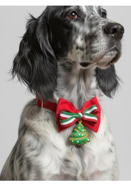 Yılbaşı Agaçı Köpek Papyon Tasması | Kırmızı Fiyonk Boyun Aksesuarı | Noel Temalı Köpek Süsü | Orta ve Büyük Irklar Için modelleri