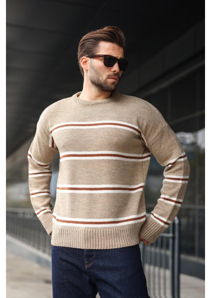 Vizon Çizgili Triko Erkek Kazak E7457