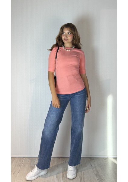 Kadın Kayık Yaka Yarım Kol Fitilli Bluz fiyatları