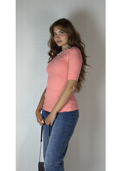 Kadın Kayık Yaka Yarım Kol Fitilli Bluz fırsatları