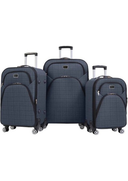 3'lü Valiz Seti 4 Teker Kumaş Valiz Lüx