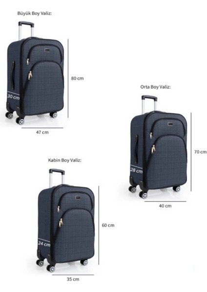 3'lü Valiz Seti 4 Teker Kumaş Valiz Lüx fırsatları