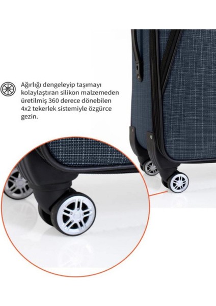 3'lü Valiz Seti 4 Teker Kumaş Valiz Lüx