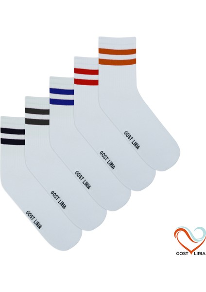 Gost Liria -5’li Beyaz Ribanalı Tenis Ünisex Çemberli Çorap