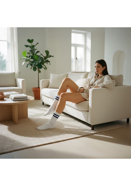 Gost Liria -5’li Beyaz Ribanalı Tenis Ünisex Çemberli Çorap