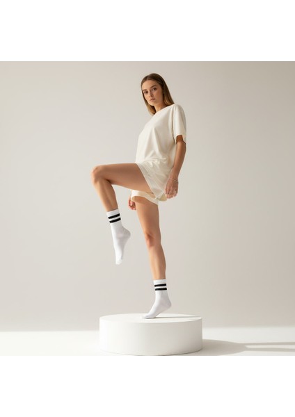 Gost Liria -5’li Beyaz Ribanalı Tenis Ünisex Çemberli Çorap