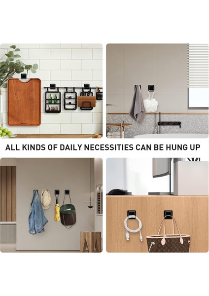 Dilan Store 4 Adet Siyah 3 M Yapışkanlı Çelik Bulaşık Sünger Tutucu Askı Bulaşık Süngeri Tutacağı D-1