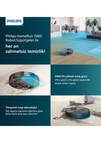 Sesli Uyarı ve Sesli Kontrol Homerun 7100 Serisi Islak Kuru Moplu Toz Toplama Istasyonlu Robot Süpürge Yedek Toz Torbalı modelleri