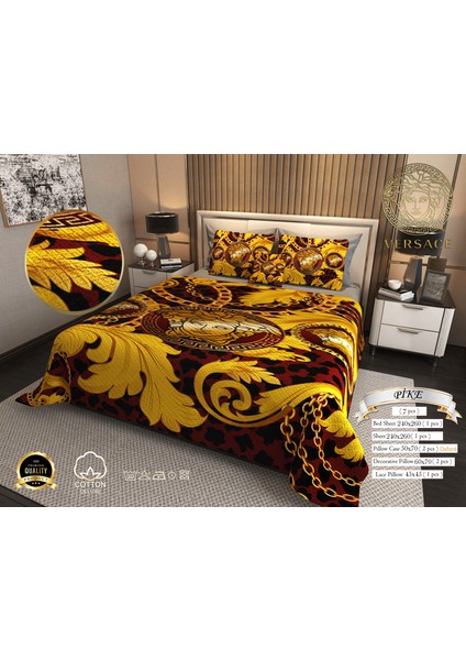 Çift Kişilik Pike Takımı Pamuklu Kumaş Jakar Dokuma Kapitone Dikişli 3D Dijital Baskılı 7 Parça-Lüks Duvet Cover Set Model. fiyatları