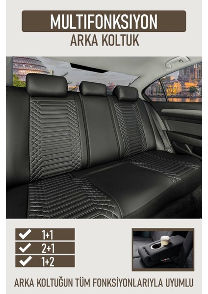 Nissan Country Uyumlu Deri Oto Koltuk Kılıfı 5 Li Tam Set Revo Siyah-Beyaz fiyatları