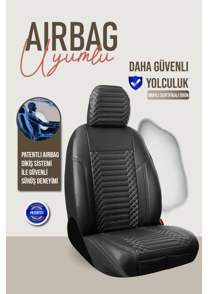Nissan Country Uyumlu Deri Oto Koltuk Kılıfı 5 Li Tam Set Revo Siyah-Beyaz indirimleri