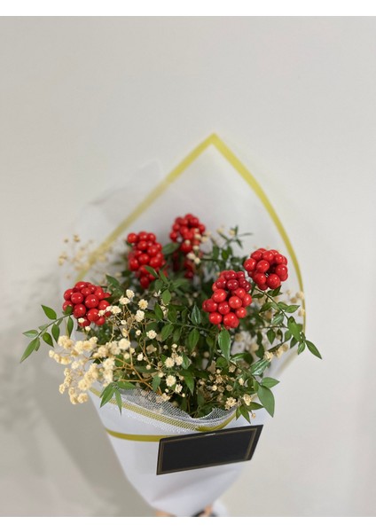 Kokina Şans Çiçeği Cipso Aranjmanlı Beyaz Buket (6 Dal)-Yılbaşı Çiçeği -Şans Çiceği Cipso fiyatları