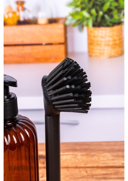 Dln Shop Yumuşak Silikon Fırçalı Tezgah Üstü Mutfak Banyo Sıvı Sabunluk Takımı-Bulaşık Yıkama Temizlik Seti fırsatları